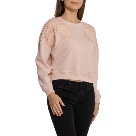 C&C California Daisy Crochet Sweatshirt in Sepia Rose