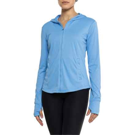 C&C California Full Zip Hooded Sun Shirt - UPF 50, Long Sleeve in Azure Blue