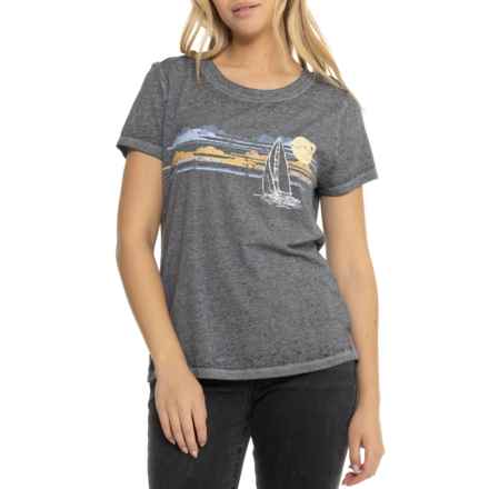 C&C California Julia Everyday T-Shirt - Short Sleeve in Black Sand Sailboat Stripe
