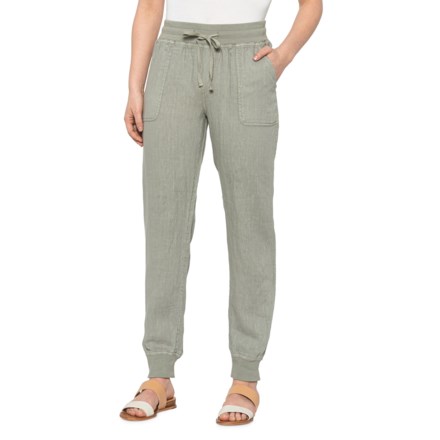 nicole miller linen jogger pants