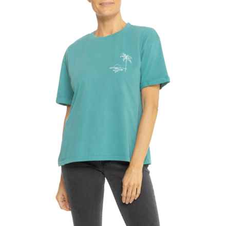 C&C California Melissa Sunwashed Girlfriend T-Shirt - Short Sleeve in Teal Out Of Office