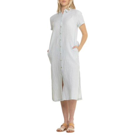 C&C California Midi Shirt Dress - Short Sleeve in Surf Spray