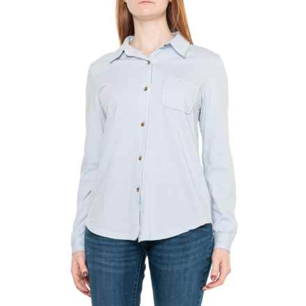 C&C California Molly Knit Shirt - Long Sleeve in Heather Blue
