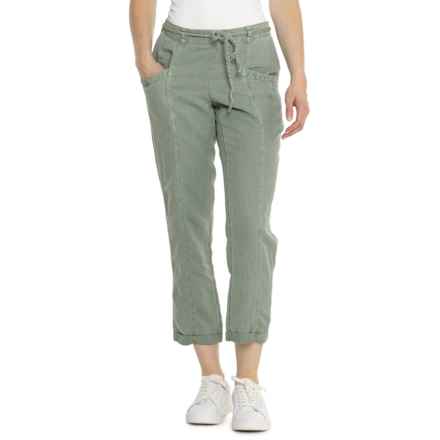 C&C California Princess Seam Pull-On Elastic Waist Pants - Linen in Lily Pad - Closeouts