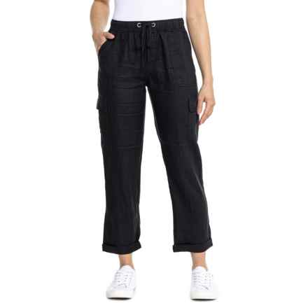 C&C California Pull-On Linen Cargo Joggers in Black Beauty Solid