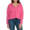 C&C California Ribbed Collar Sweatshirt in Fiesta Fuschia