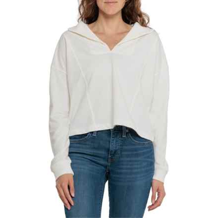 C&C California Ribbed Collar Sweatshirt in Soft White