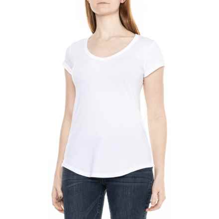 C&C California Ribbed V-Neck Shirt - Short Sleeve in Brilliant White