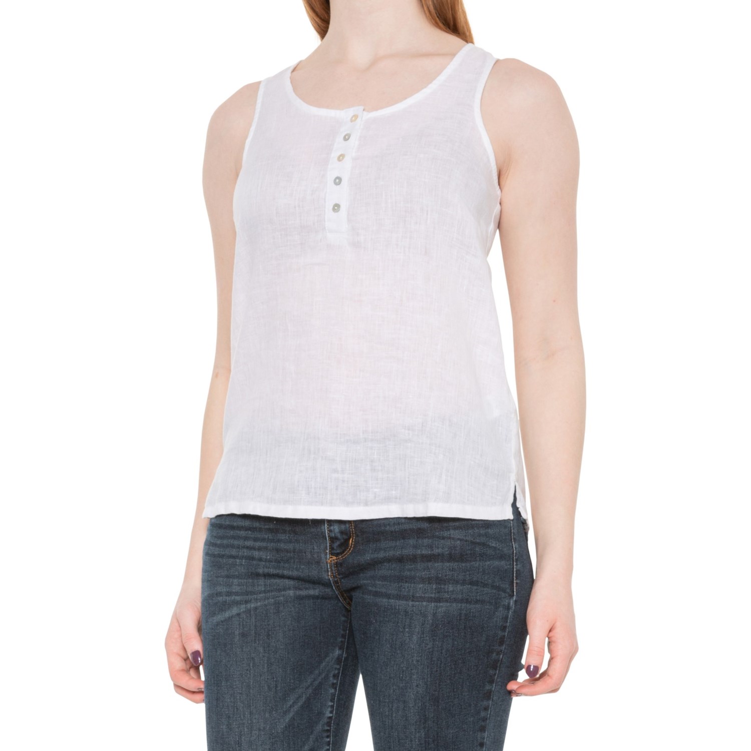 C&C California Scoop Neck Linen Shirt - Sleeveless