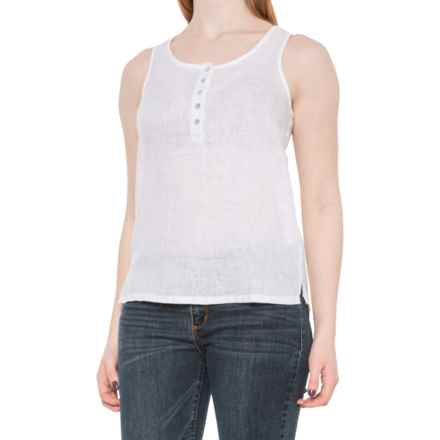 C&C California Scoop Neck Linen Shirt - Sleeveless in White