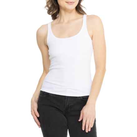 C&C California Shelf Bra Scoop Neck Tank Top in Brilliant White