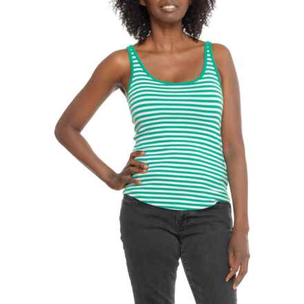 C&C California Shelf Bra Stripe Scoop Neck Tank Top in Simply Green/Bright White Stripe