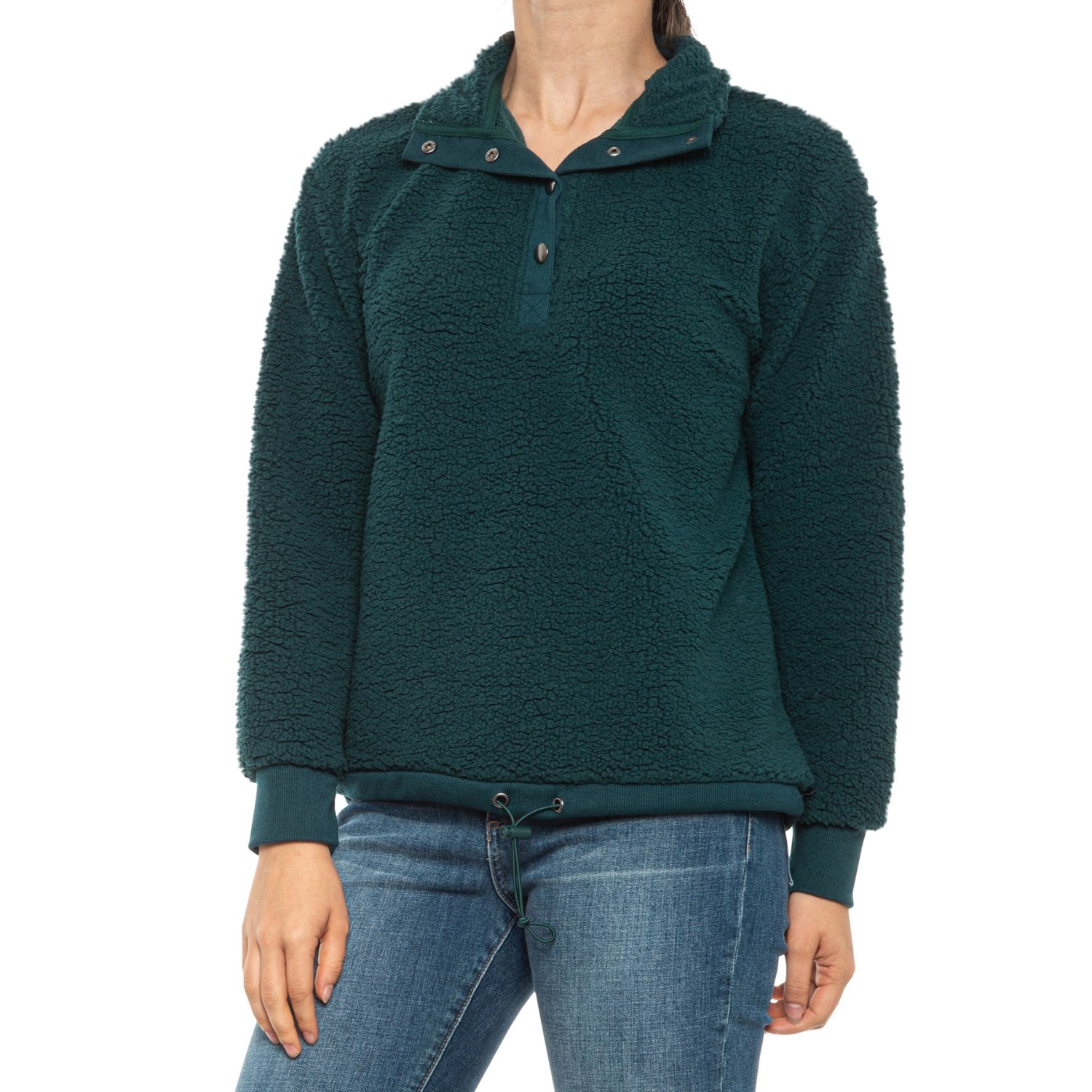 green sherpa pullover