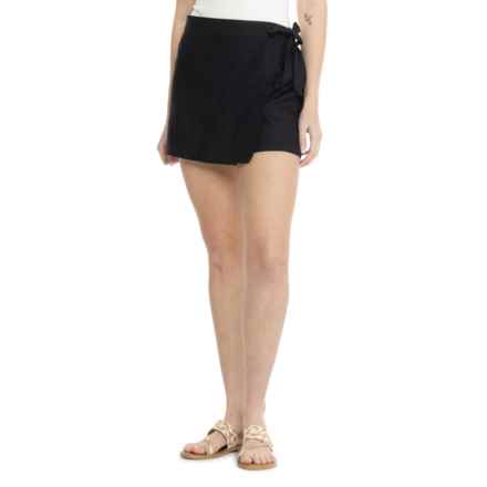 C&C California Side Tie Skort - Linen in Black Beauty