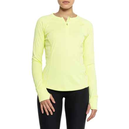C&C California Solid Zip Neck Sun Shirt - UPF 50, Long Sleeve in Sunny Lime