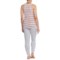 4YWFX_2 C&C California Striped Ribbed Henley Tank Top and Beaded Drawstring Joggers Set