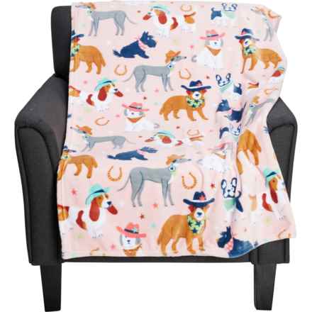 C&C California Western Pups Oversized Throw Blanket - 60x70” in Pink Multi