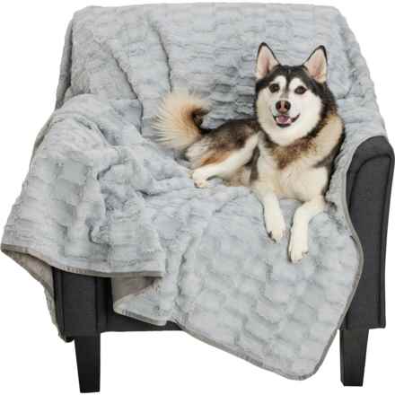 Canine Creations Arco Plush Dog Throw Blanket with Waterproof Liner - 60x70” in Silver