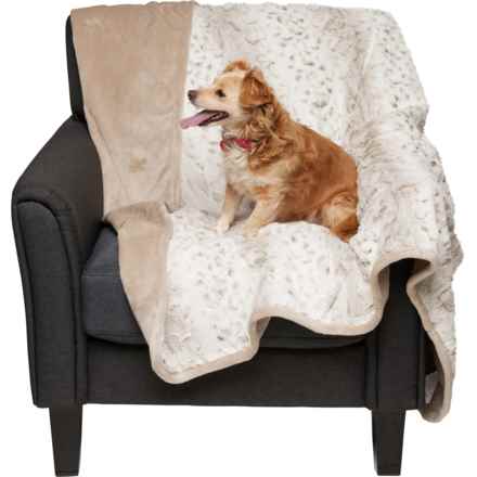 Canine Creations Dog Throw Blanket with Waterproof Liner - 50x60” in Snow Leopard 1