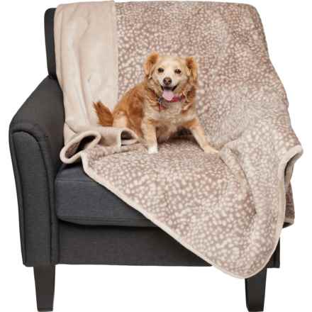 Canine Creations Dog Throw Blanket with Waterproof Liner - 60x70” in Rabbit Fur/Spots