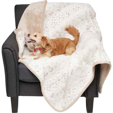 Canine Creations Dog Throw Blanket with Waterproof Liner - 60x70” in Snow Leopard 1