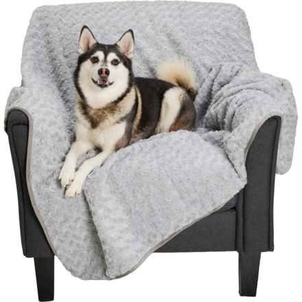 Canine Creations Katy Plush Dog Throw Blanket with Waterproof Liner - 60x70” in Silver