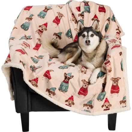 Canine Creations Micro Sherpa Fleece Pet Throw Blanket - Waterproof, 60x70” in Sweater Dogs