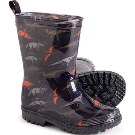 Capelli Boys Rain Boots - Waterproof in Print Black Bright Dinosaurs