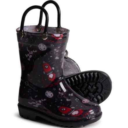 Capelli Little Boys Space Rain Boots in Print Black Space