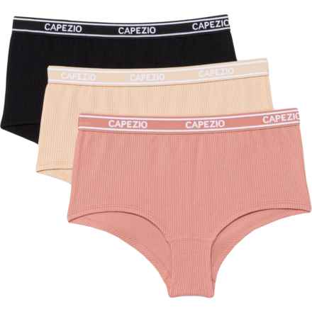 CAPEZIO Ribbed Seamless Shortie Panties - 3-Pack, Boy Shorts in Black/Beige/Pink