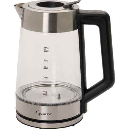 Capresso H20 Glass Select Rapid Boil Electric Kettle in Silver