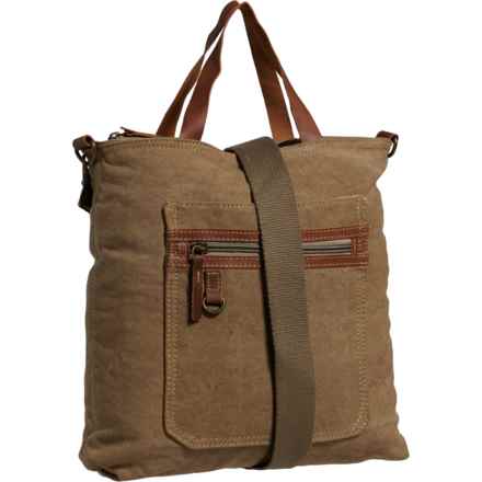 Cargo It Canvas Crossbody Bag with Genuine Leather Trim in Green