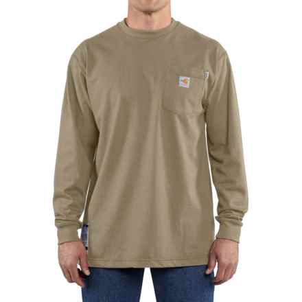 Carhartt 100235 Flame-Resistant Force® Cotton T-Shirt - Long Sleeve, Factory Seconds in Khaki