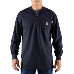 Carhartt 100237 Big and Tall Flame-Resistant Force® Cotton Henley Shirt - Long Sleeve, Factory Seconds in Dark Navy