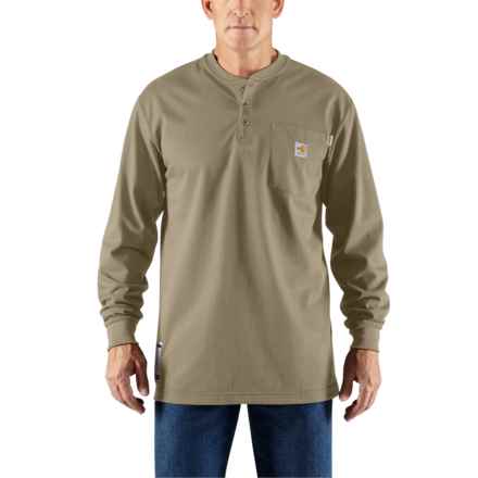 Carhartt 100237 Big and Tall Flame-Resistant Force® Cotton Henley Shirt - Long Sleeve, Factory Seconds in Khaki