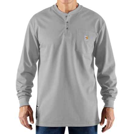 Carhartt 100237 Big and Tall Flame-Resistant Force® Cotton Henley Shirt - Long Sleeve, Factory Seconds in Light Gray
