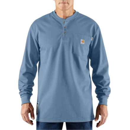 Carhartt 100237 Flame-Resistant Force® Cotton Pocket Henley Shirt - Long Sleeve in Medium Blue