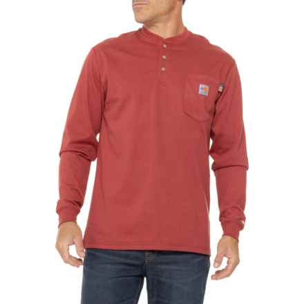 Carhartt 100237 Flame-Resistant Force® Loose Fit Midweight Pocket Henley Shirt - Long Sleeve in Dark Barn Red