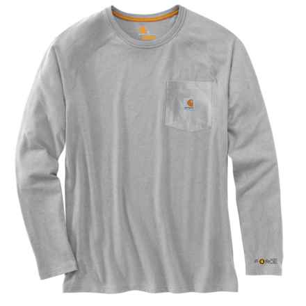 Carhartt 100393 Big and Tall Force® Relaxed Fit Midweight T-Shirt - Long Sleeve, Factory Seconds in Heather Gray