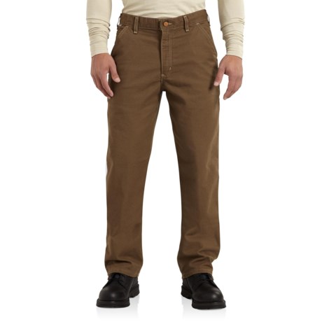 Carhartt 100791 Big and Tall Flame-Resistant Washed Duck Work Dungaree Pants - Factory Seconds in Mid Brown