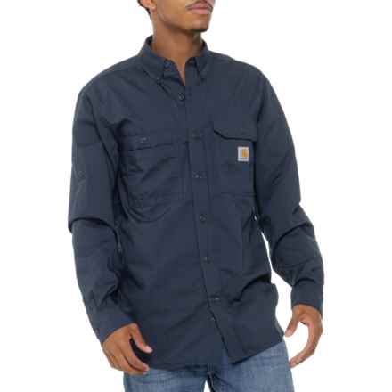 Carhartt 102418 Force® Ridgefield Relaxed Fit Shirt - Long Sleeve in Navy
