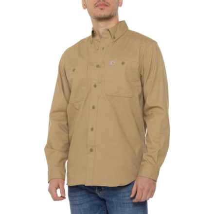 Carhartt 102538 Big and Tall Rugged Pro Relaxed Fit Canvas Shirt - Long Sleeve in Dark Khaki
