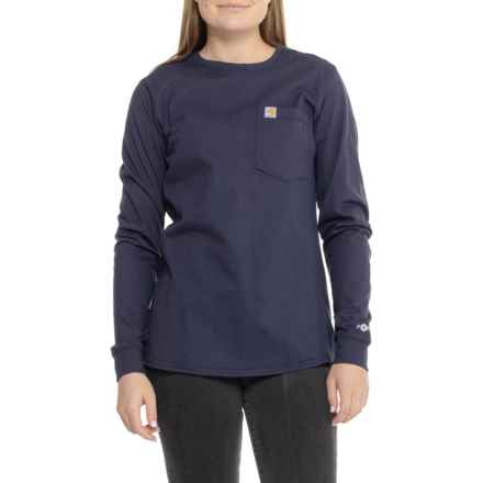 Carhartt 102685 Flame-Resistant Force® Cotton Pocket T-Shirt - Long Sleeve, Factory Seconds in Dark Navy