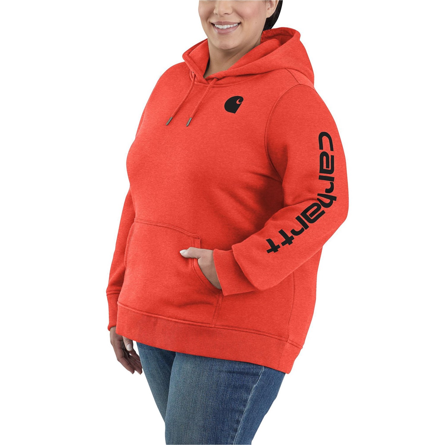 Carhartt 102791 Relaxed Fit Logo Sleeve Graphic Hoodie (For Women)