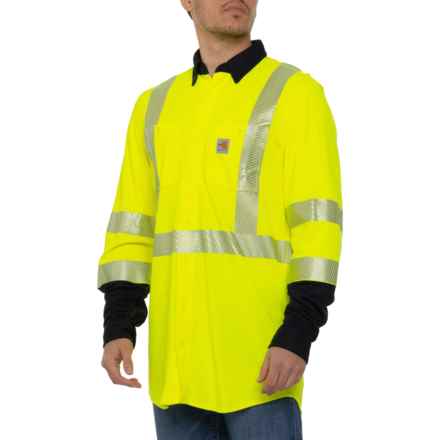 Carhartt 102843 Big and Tall Flame-Resistant High-Visibility Force® Hybrid Shirt - Class 3, Long Sleeve in Brite Lime