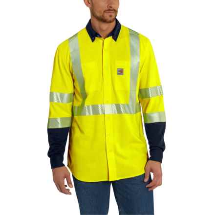 Carhartt 102843 Flame-Resistant High-Visibility Force® Hybrid Shirt - Class 3, Long Sleeve in Brite Lime