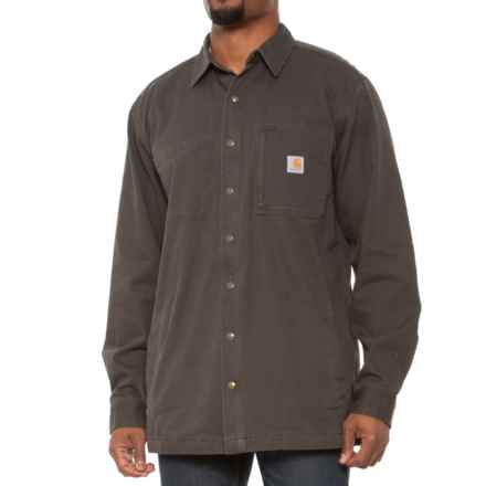 Carhartt 102851 Big and Tall Rugged Flex® Canvas Shirt Jacket - Fleece Lined, Snap Front in Peat