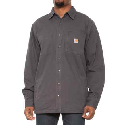 Carhartt 102851 Big and Tall Rugged Flex® Canvas Shirt Jacket - Fleece Lined, Snap Front in Shadow