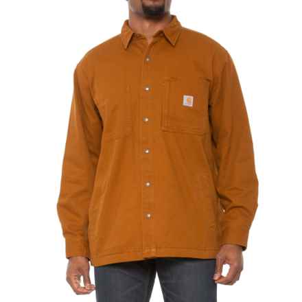 Carhartt 102851 Rugged Flex® Canvas Shirt Jacket - Fleece Lined, Snap Front in Oiled Walnut