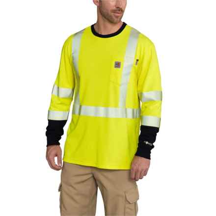 Carhartt 102905 Big and Tall Flame-Resistant High-Vis Force® T-Shirt - Long Sleeve, Factory Seconds in Brite Lime